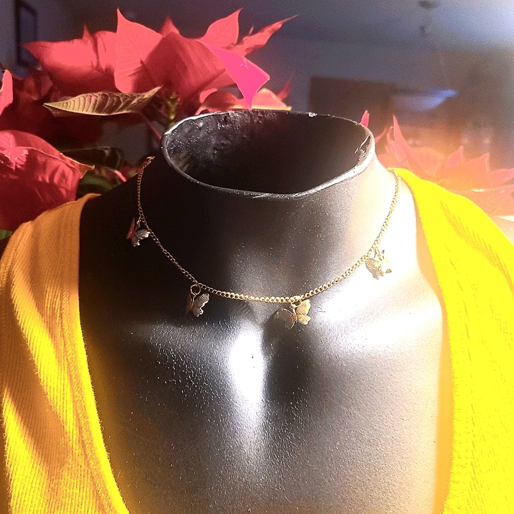 14 K GOLD DIPPED 12" BUTTERFLY NECKLACE
